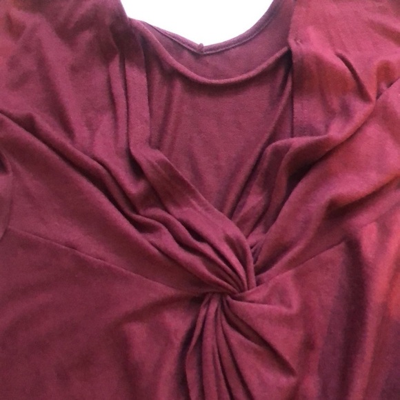 Soft And Flowy Burgundy V Neck Top With Criss Cross Knot Back NWT - Picture 9 of 13